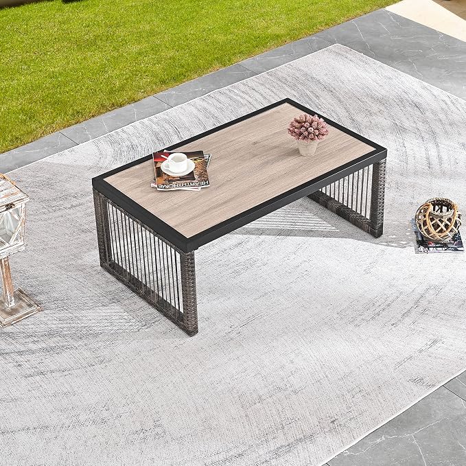 LOKATSE HOME Outdoor Coffee Table Rectangle Dining Furniture by LOKATSEHOME