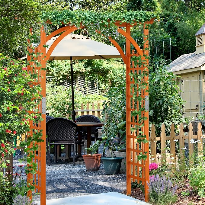 Yaheetech Horticulture Garden Arches 7FT Wood Backdrop Stand Wooden Trellis - Image 2