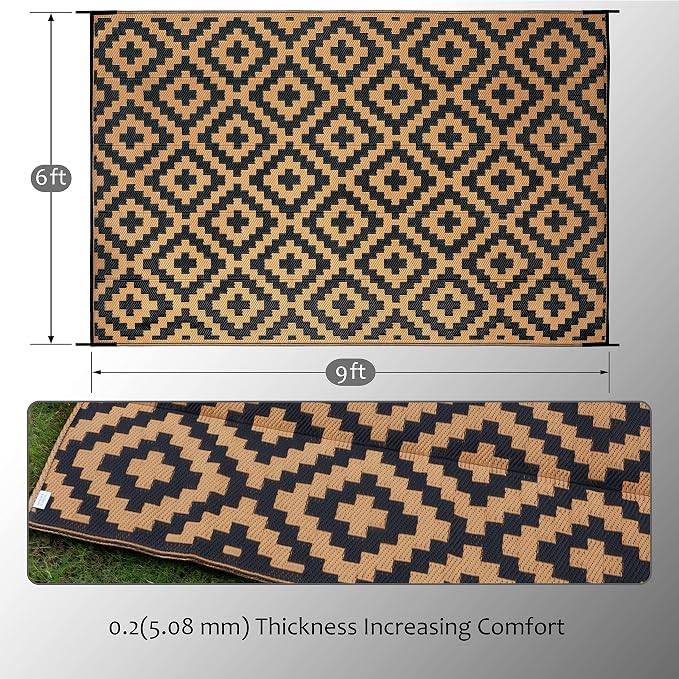 SAND MINE Reversible Mats, Plastic Straw Rug, Modern Area Rug, Large Floor Mat - Image 2