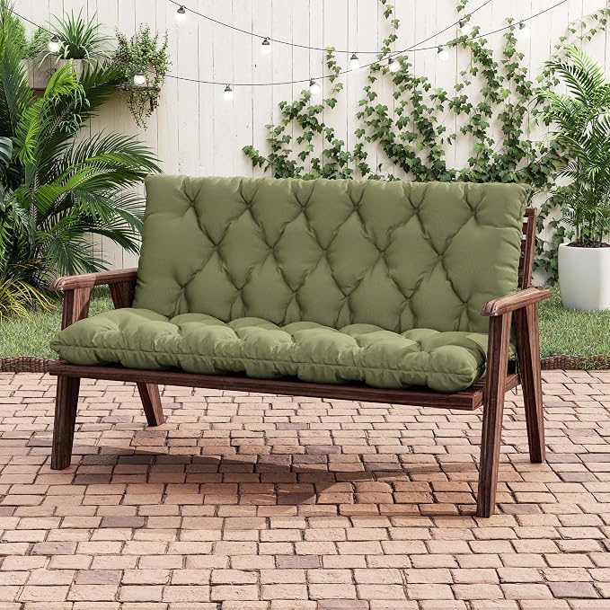Porch Swing Cushion with Backrest 2-3 Seater Outdoor Bench Cushions Waterproof - Image 5
