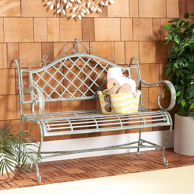 SAFAVIEH Outdoor Collection Abner Victorian Antique Dark Green Wrought Iron - Image 2
