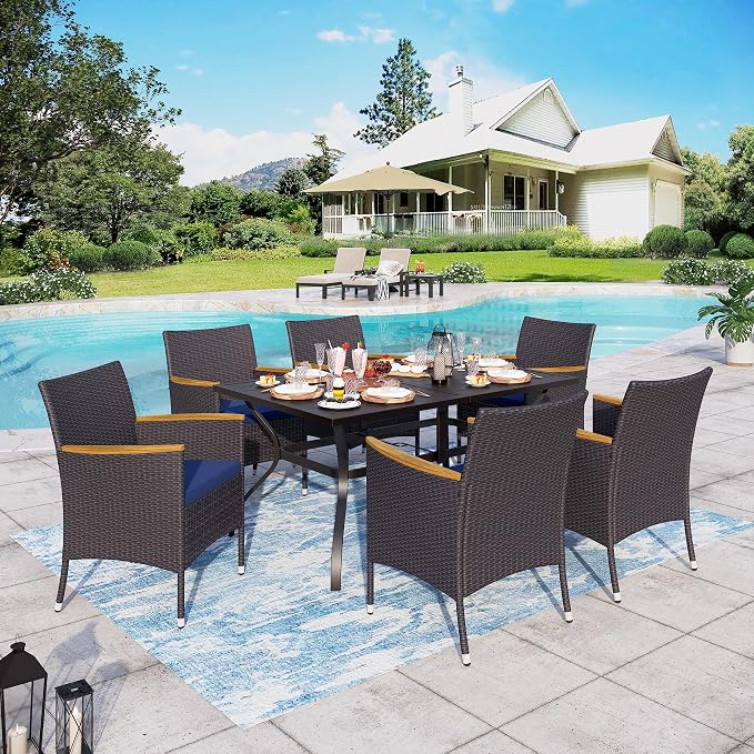 Sophia & William 7 Pieces Patio Dining Set, Rectangular Outdoor Table and - Image 7