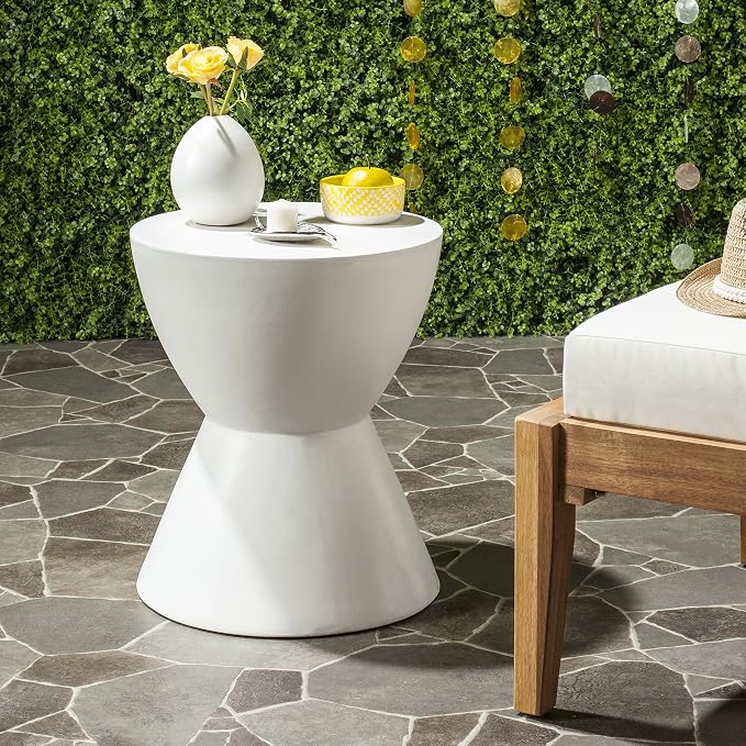 Safavieh Outdoor Collection Athena Modern Concrete Dark Grey Round 17.7-inch - Image 2