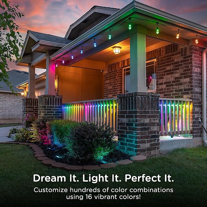Enbrighten Vintage Outdoor String Lights, 12 RGB Acrylic Bulbs, Weatherproof - Image 4