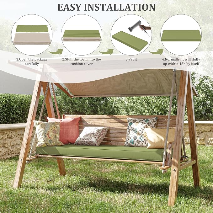 Premium Outdoor Bench Cushions for Patio Furniture 3.5inches Memory Foam Bench - Image 7