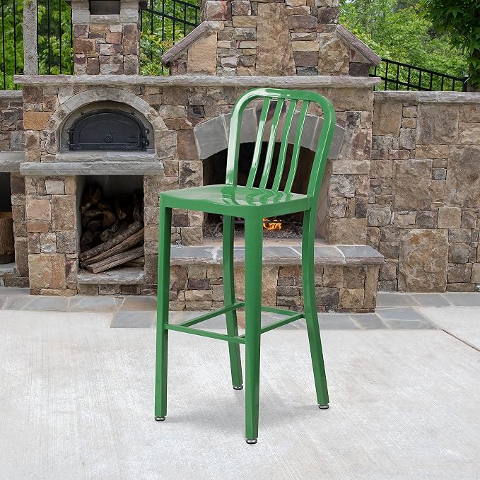 Flash Furniture Gael Commercial Grade 2 Pack 30" High Green Metal - Image 2