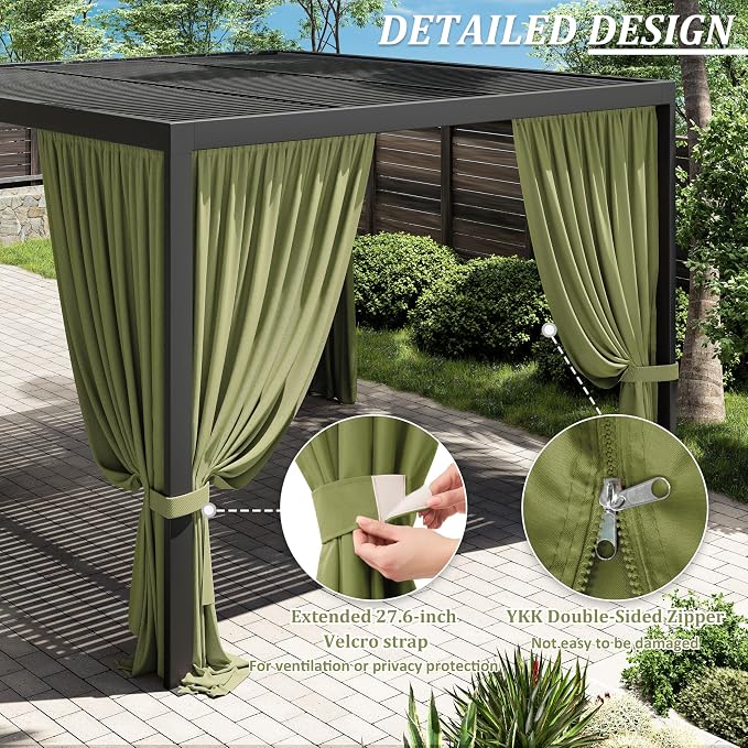 Gazebo Universal Replacement Privacy Curtain, 4-Panels Sidewall Curtains - Image 4