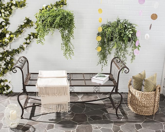 Safavieh Outdoor Collection Brielle Antique White Bench - Image 2