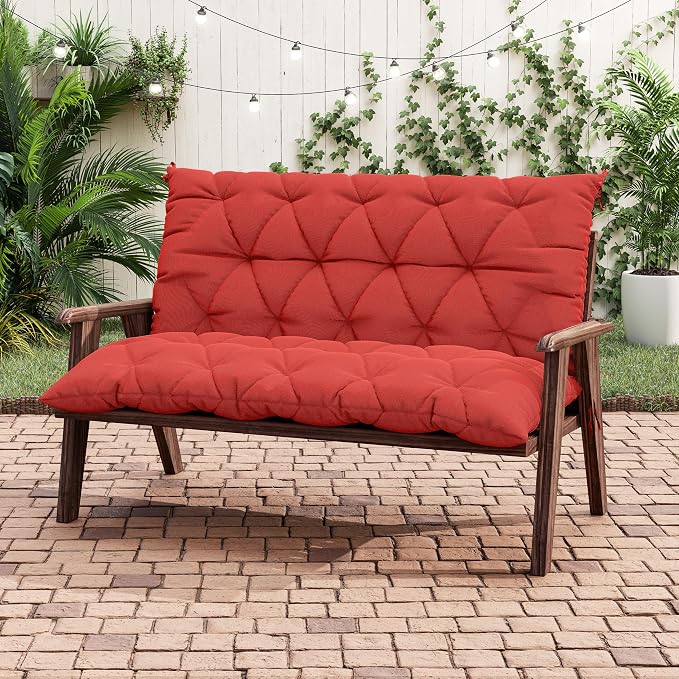 Porch Swing Cushion with Backrest 2-3 Seater Outdoor Bench Cushions Waterproof - Image 5