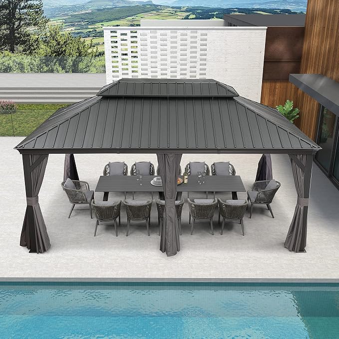 PURPLE LEAF 12' X 18' Permanent Hardtop Gazebo Aluminum Gazebo - Image 2