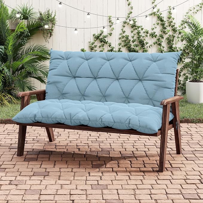 Porch Swing Cushion with Backrest 2-3 Seater Outdoor Bench Cushions Waterproof - Image 5