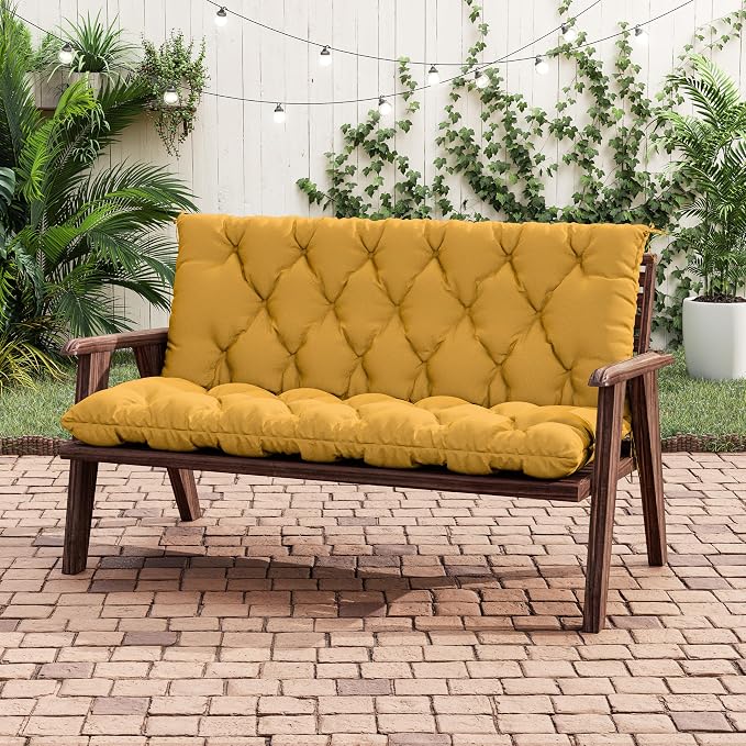 Porch Swing Cushion with Backrest 2-3 Seater Outdoor Bench Cushions Waterproof - Image 2