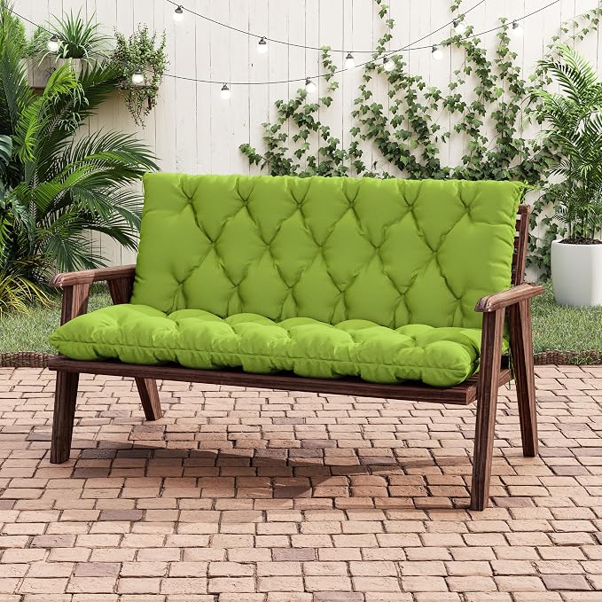 Porch Swing Cushion with Backrest 2-3 Seater Outdoor Bench Cushions Waterproof - Image 2