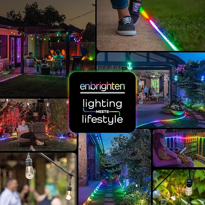 Enbrighten Vintage Outdoor String Lights, 12 RGB Acrylic Bulbs, Weatherproof - Image 6