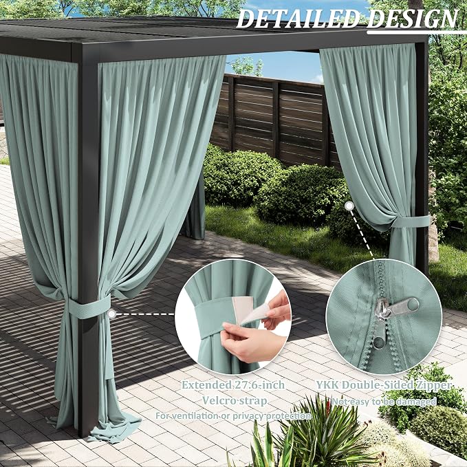 Gazebo Universal Replacement Privacy Curtain, 4-Panels Sidewall Curtains - Image 4