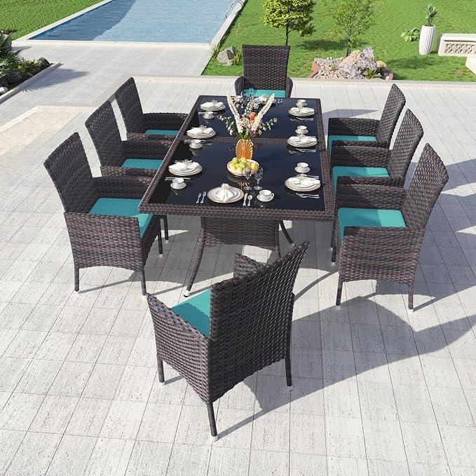 Kullavik 10-Piece Outdoor Dining Set Patio Rattan Furniture Set, Patio Dining - Image 2