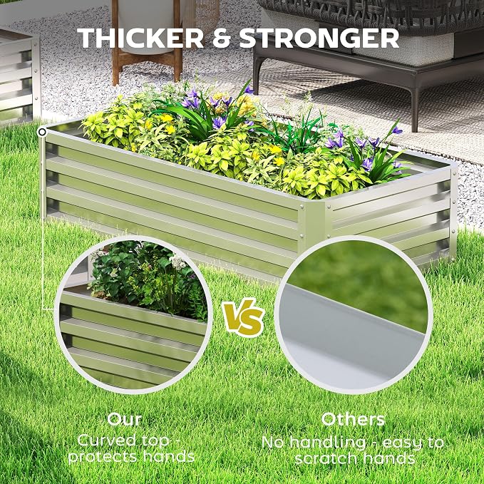 Outsunny Galvanized Raised Garden Bed, - Image 6