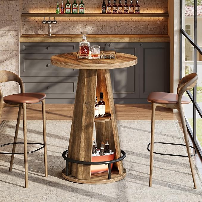 Tribesigns Round Bar Table Set of 2, 39.4" H High Top Bistro Table - Image 6