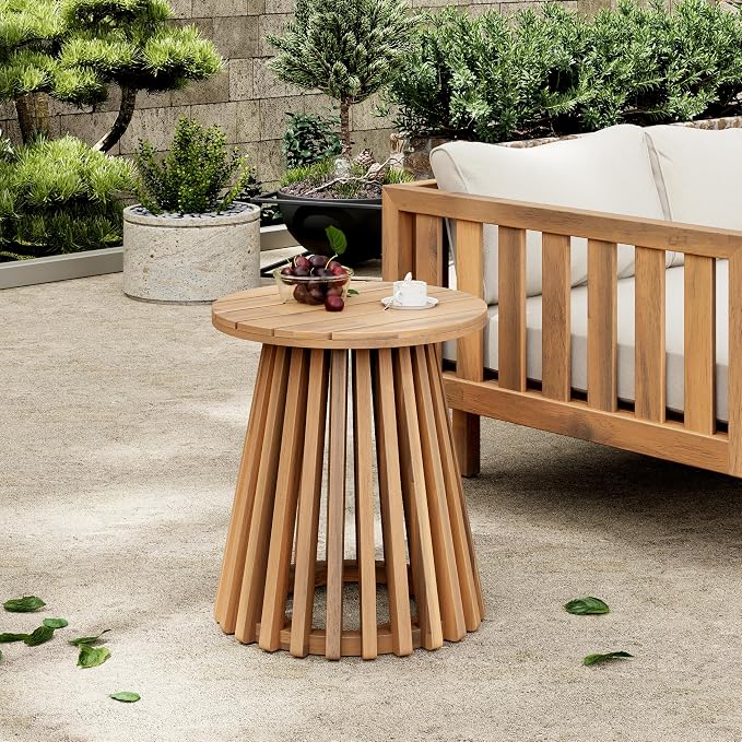 Christopher Knight Home Taki Acacia Wood Patio Coffee Table, Round Table - Image 4