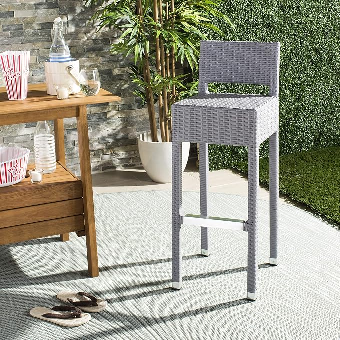 SAFAVIEH FOX5212A Collection Landry Black Indoor/Outdoor Bar Stool - Image 2