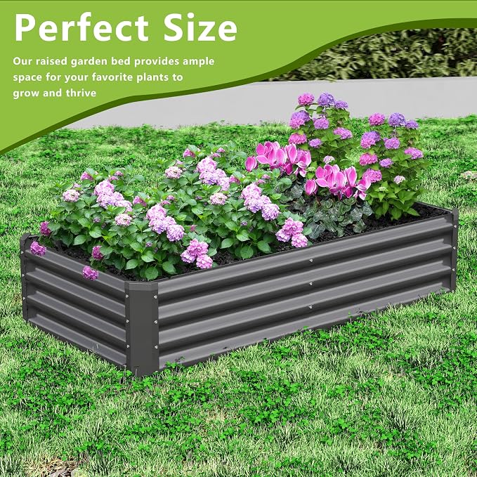 2PCS 4x2x1FT Galvanized Raised Garden Bed, Galvanized Planter Raised Garden - Image 5