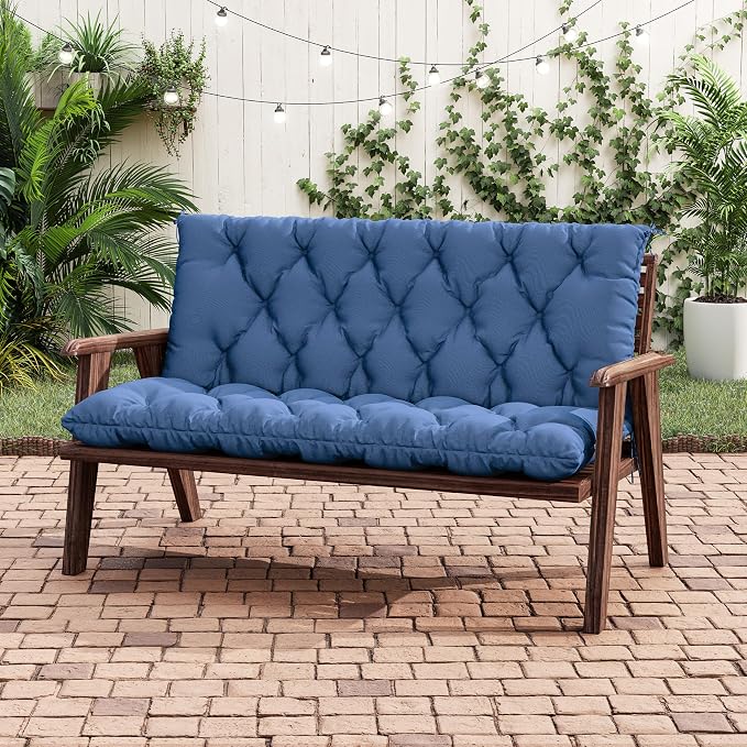 Porch Swing Cushion with Backrest 2-3 Seater Outdoor Bench Cushions Waterproof - Image 5
