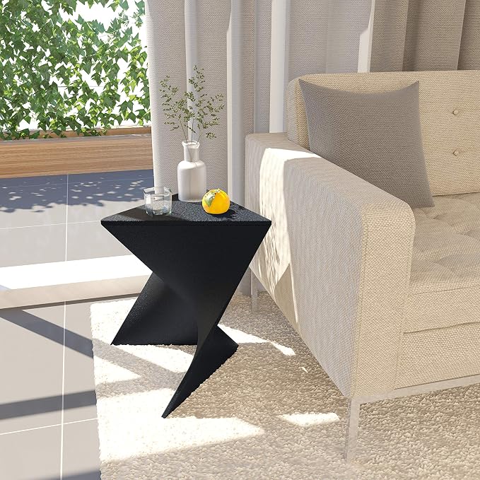 LeisureMod 15.75" Triangular Side Table, Stackable Plastic Accent End Table - Image 2