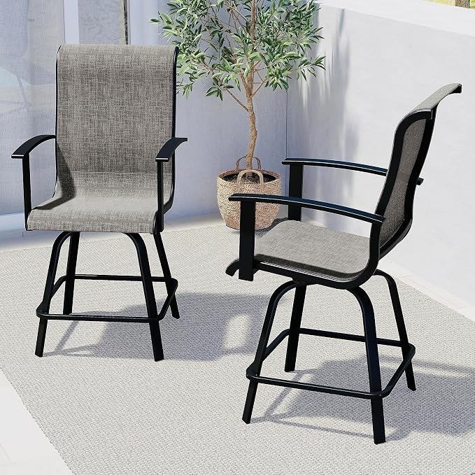 Grand patio Counter Height Outdoor Swivel Bar Stools Set of 2, Patio Bar Chairs by GrandPatio