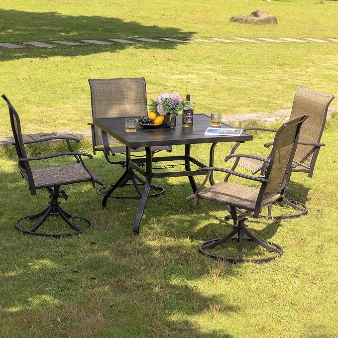 NUU GARDEN 5 Piece Outdoor Dining Set, Iron Patio Furniture Set - Image 2