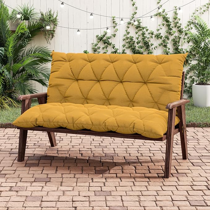 Porch Swing Cushion with Backrest 2-3 Seater Outdoor Bench Cushions Waterproof - Image 5