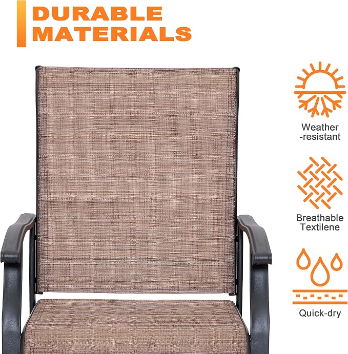 NUU GARDEN Outdoor Patio Dining Set, 4 Swivel Textilene Dining Chairs and 37" - Image 7