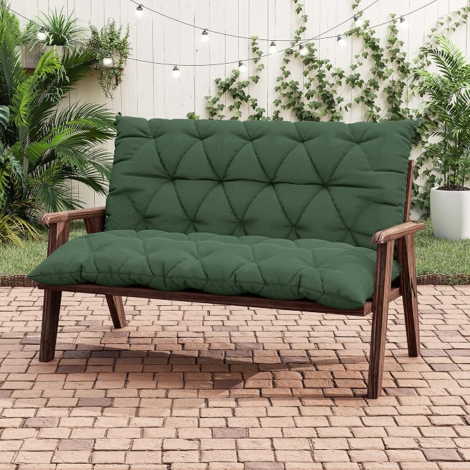 Porch Swing Cushion with Backrest 2-3 Seater Outdoor Bench Cushions Waterproof - Image 5
