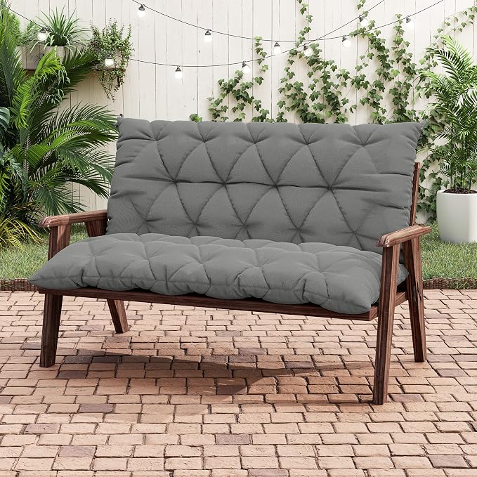 Porch Swing Cushion with Backrest 2-3 Seater Outdoor Bench Cushions Waterproof - Image 5