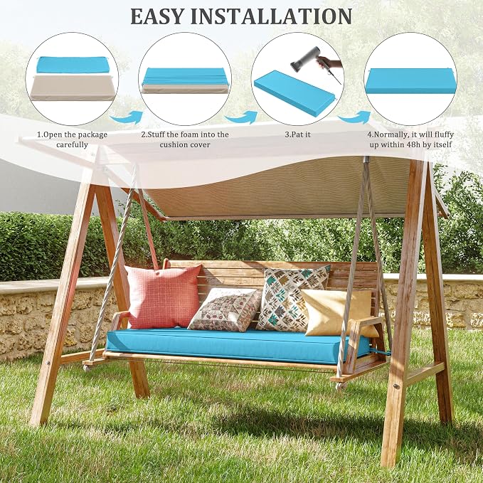 Premium Outdoor Bench Cushions for Patio Furniture 3.5inches Memory Foam Bench - Image 7