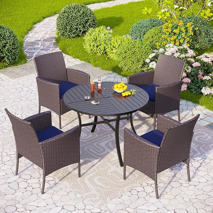 PHI VILLA 5 Piece Outdoor Round Dining Table Set by PHIVILLAThepioneerofcomfortablehouseholdsupplies