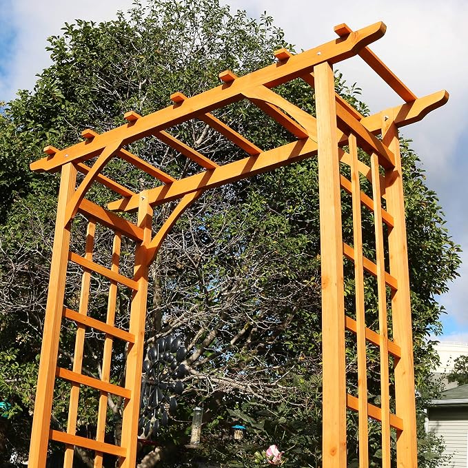 Sunnydaze 78-Inch Wooden Garden Arbor Walkway Wedding Arch - Image 8