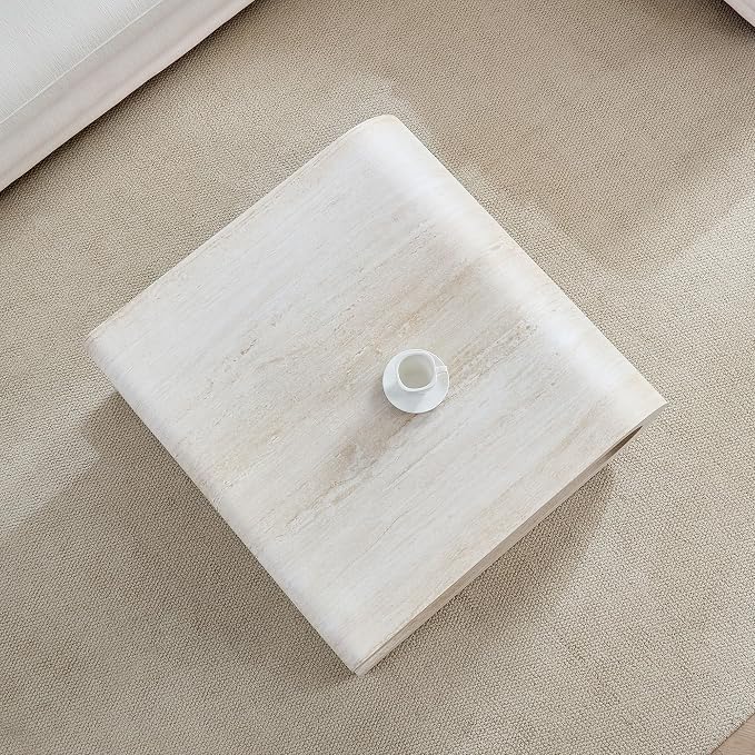 Square Coffee Table 33.86" Faux Marble Pattern Wood Center Table - Image 6