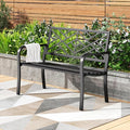 PHI VILLA 43 Inch Cast Iron Steel Frame Outdoor Garden Bench, Patio Furniture by PHIVILLAThepioneerofcomfortablehouseholdsupplies