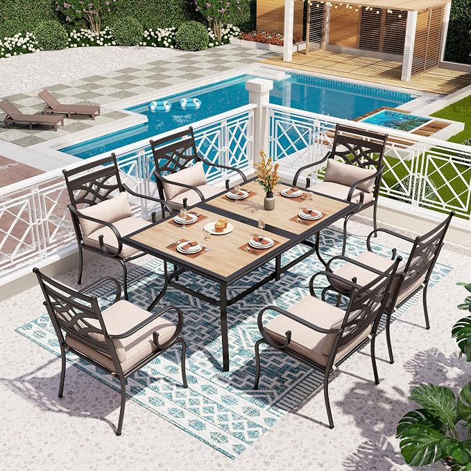 PHI VILLA Patio Dining Set for 6, Metal Patio Furniture for Outdoor Kitchen by PHIVILLAThepioneerofcomfortablehouseholdsupplies