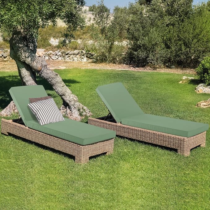 Outdoor Chaise Lounge Cushion Set of 2, Fadesafe Water-Repellent Lounge Deck - Image 9