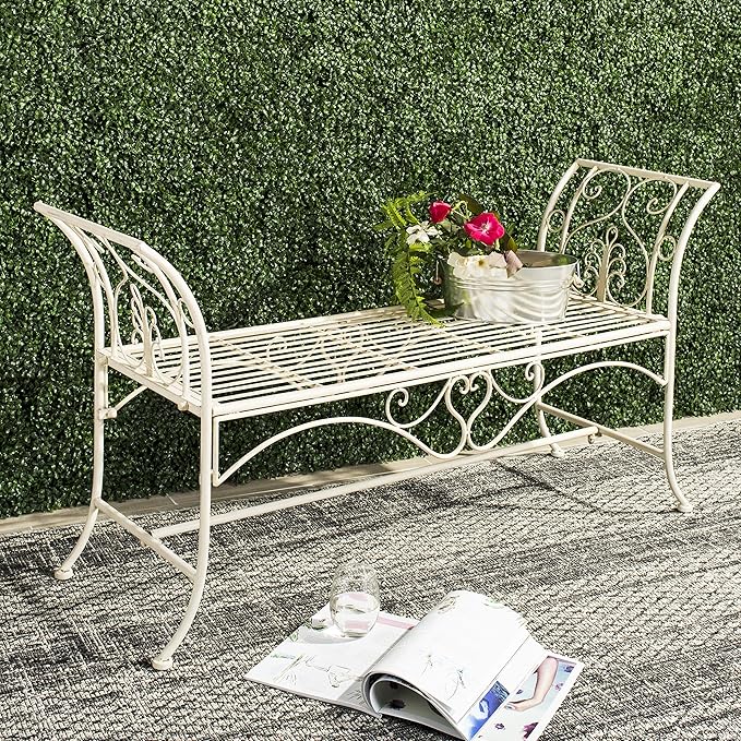 Safavieh PAT5016A Collection Arona Antique White Wrought Iron 51" Outdoor - Image 2